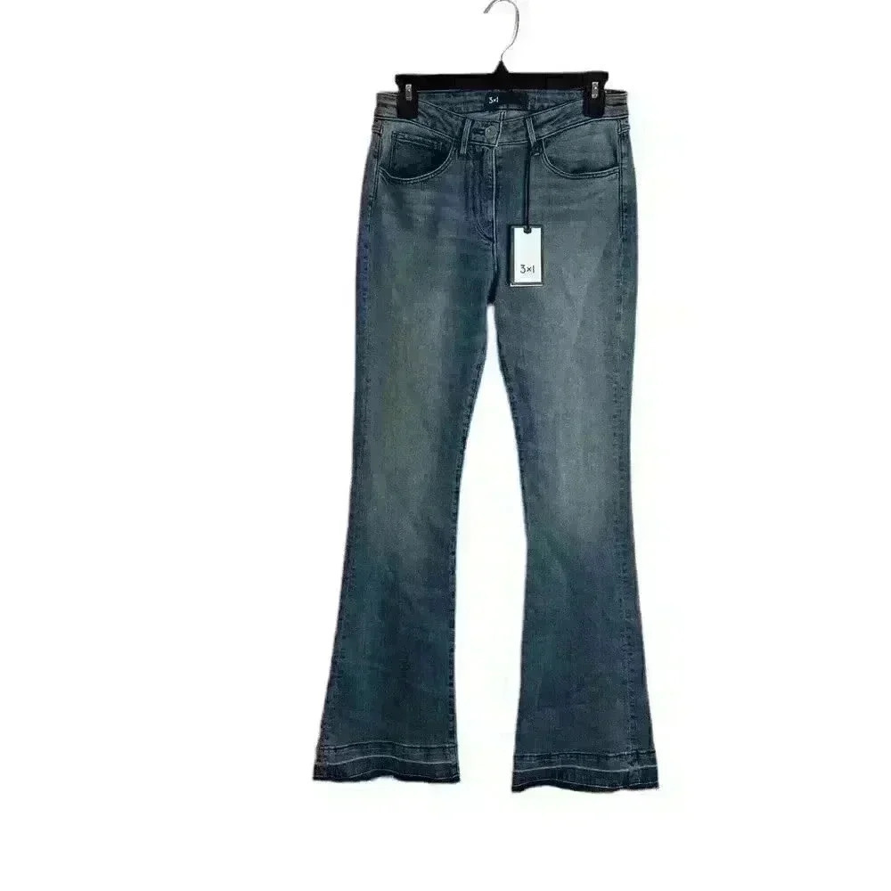 3x1 NYC Women's Jeans Armada Mid Bell in Light Wash Slim Raw Hem USA size 27 - Picture 2 of 10